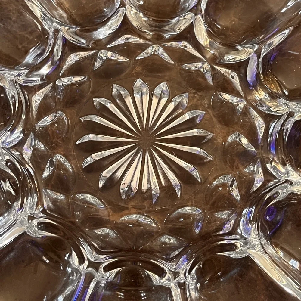 Vintage Clear Glass Tray For A Dozen Eggs Serving Platter Devil Egg Appetizer